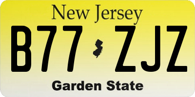 NJ license plate B77ZJZ