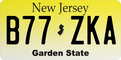 NJ license plate B77ZKA