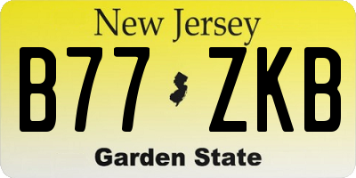 NJ license plate B77ZKB