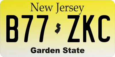 NJ license plate B77ZKC