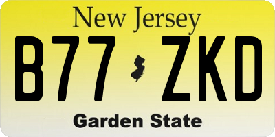 NJ license plate B77ZKD