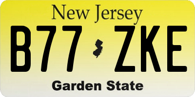 NJ license plate B77ZKE