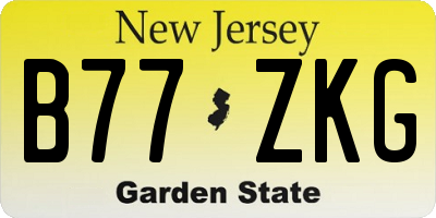 NJ license plate B77ZKG