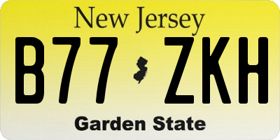 NJ license plate B77ZKH