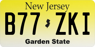 NJ license plate B77ZKI