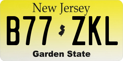 NJ license plate B77ZKL