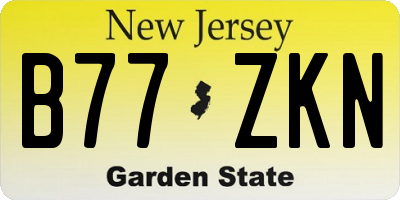 NJ license plate B77ZKN