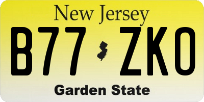 NJ license plate B77ZKO