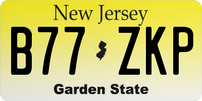 NJ license plate B77ZKP