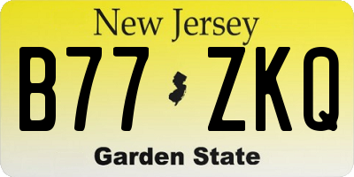 NJ license plate B77ZKQ