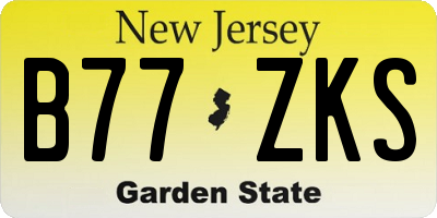 NJ license plate B77ZKS