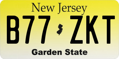 NJ license plate B77ZKT