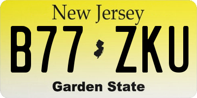 NJ license plate B77ZKU