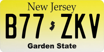 NJ license plate B77ZKV