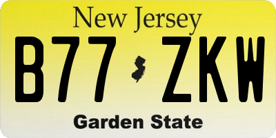 NJ license plate B77ZKW
