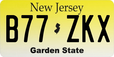 NJ license plate B77ZKX