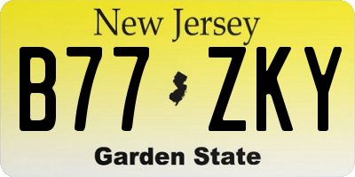 NJ license plate B77ZKY