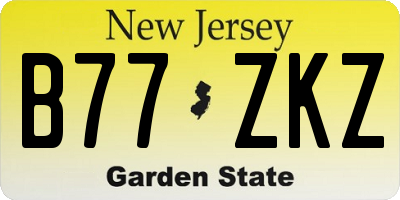 NJ license plate B77ZKZ