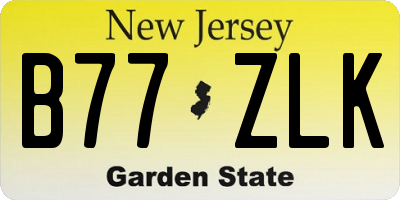 NJ license plate B77ZLK