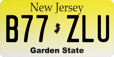 NJ license plate B77ZLU