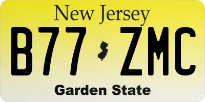NJ license plate B77ZMC