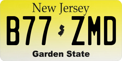 NJ license plate B77ZMD