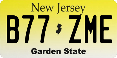 NJ license plate B77ZME
