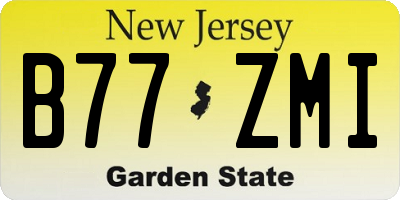NJ license plate B77ZMI