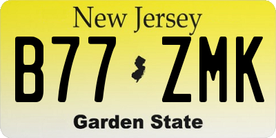 NJ license plate B77ZMK
