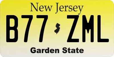 NJ license plate B77ZML
