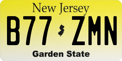 NJ license plate B77ZMN