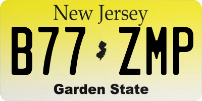 NJ license plate B77ZMP