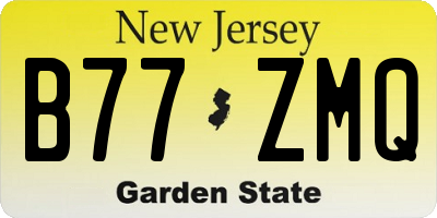NJ license plate B77ZMQ