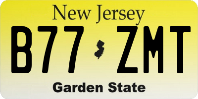 NJ license plate B77ZMT