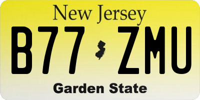 NJ license plate B77ZMU