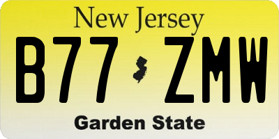 NJ license plate B77ZMW