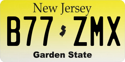 NJ license plate B77ZMX
