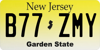 NJ license plate B77ZMY