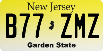 NJ license plate B77ZMZ