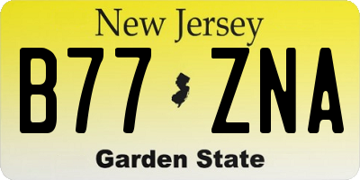 NJ license plate B77ZNA