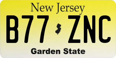 NJ license plate B77ZNC
