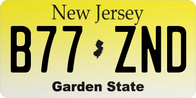 NJ license plate B77ZND