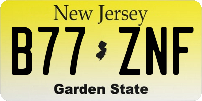 NJ license plate B77ZNF