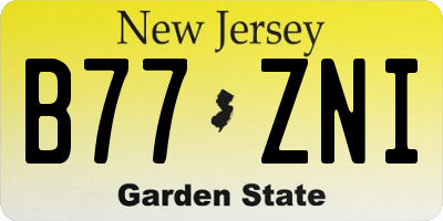 NJ license plate B77ZNI