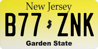 NJ license plate B77ZNK