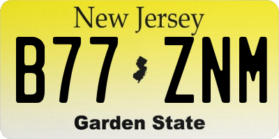 NJ license plate B77ZNM