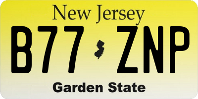 NJ license plate B77ZNP