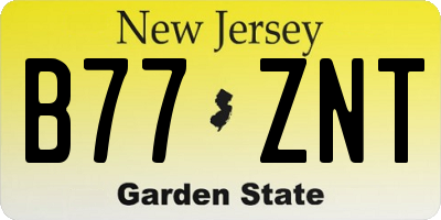 NJ license plate B77ZNT