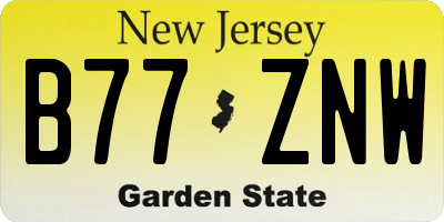 NJ license plate B77ZNW