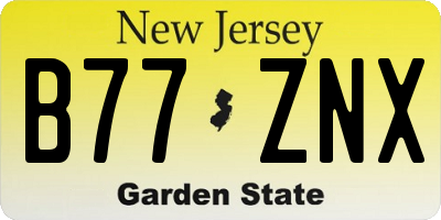NJ license plate B77ZNX